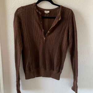 Vintage Y2K brown knitted longsleeve button up top